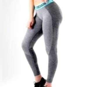 Gymshark Flex Leggings Grey/Aqua, size small